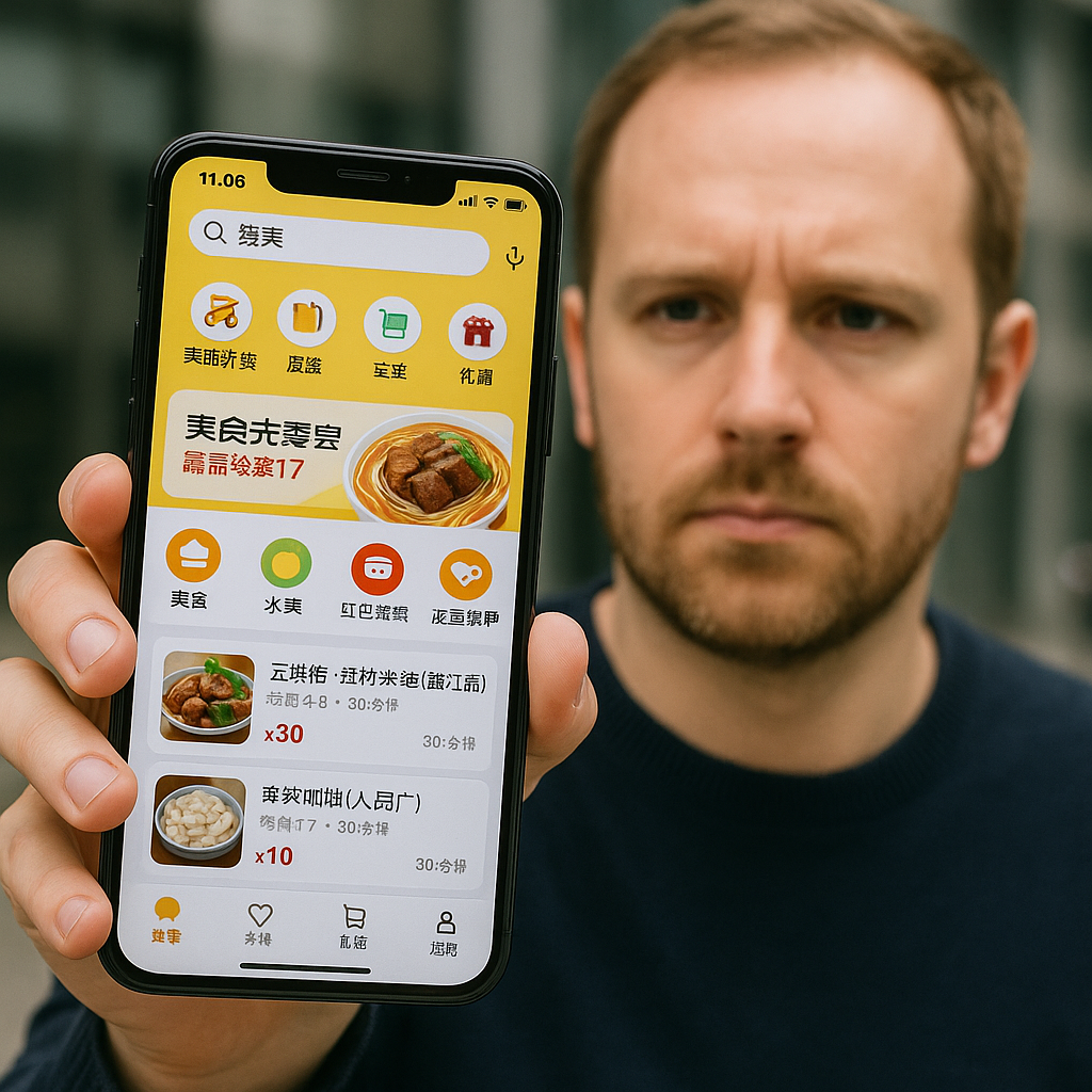 Screenshot of a Chinese food delivery app filled with Chinese characters and icons