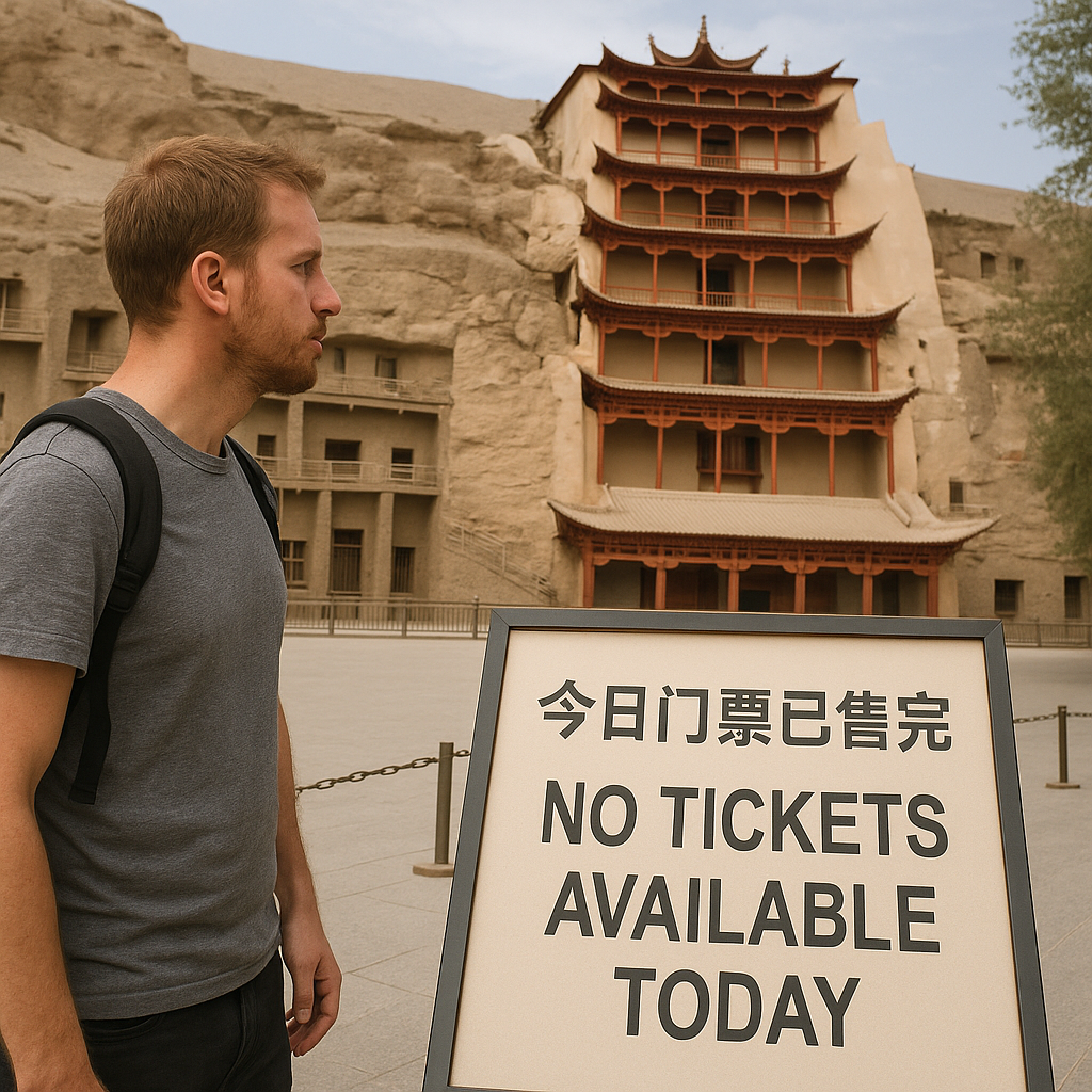 Scenic photo of Mogao Caves with 